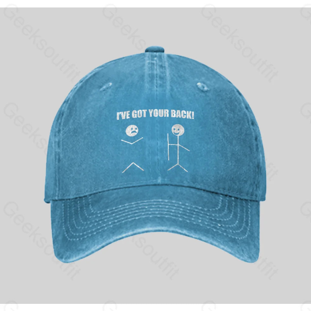 I’ve Got Your Back Washed Vintage Baseball Cap Blue