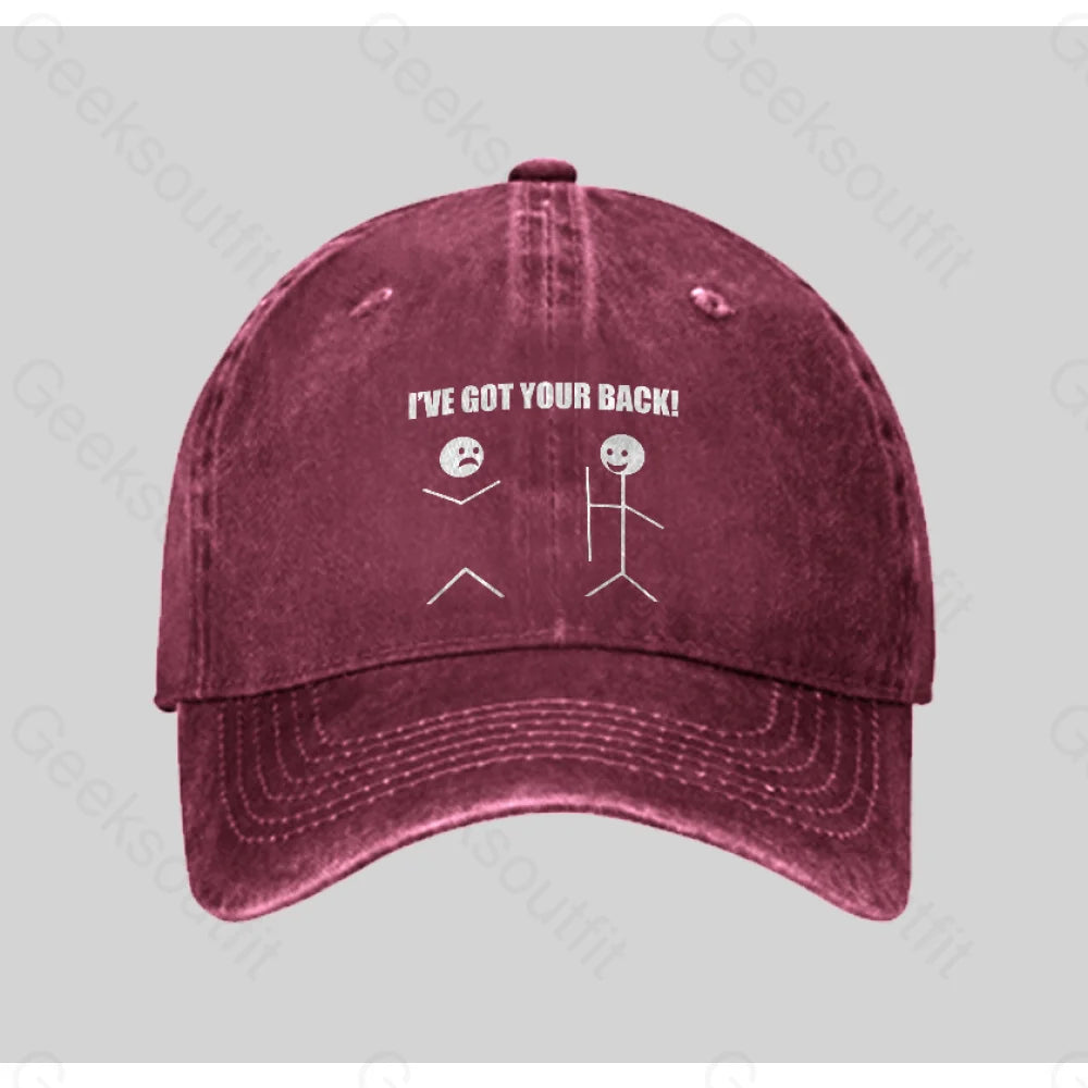 I’ve Got Your Back Washed Vintage Baseball Cap Red