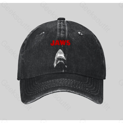 Jaws Washed Vintage Baseball Cap Black