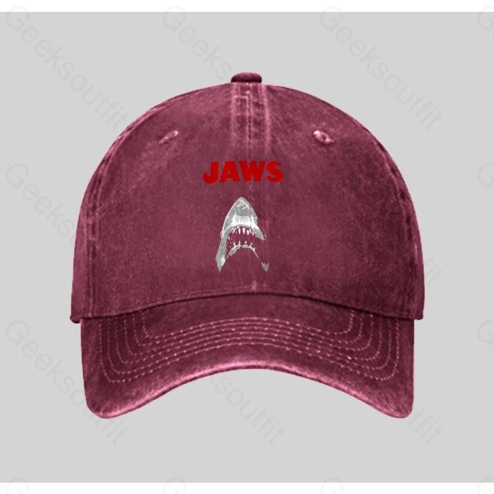 Jaws Washed Vintage Baseball Cap Red