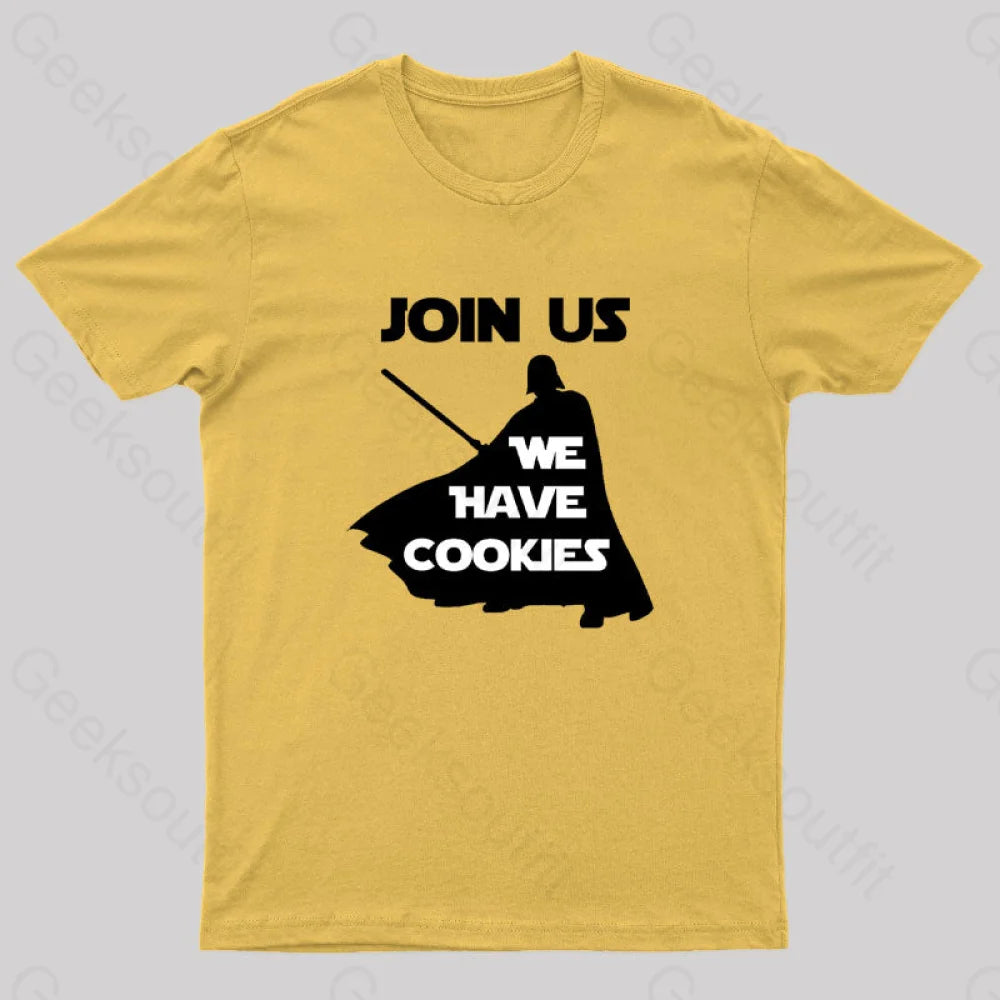 Join Us We Have Cookies Geek T-Shirt Yellow / S