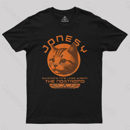 Jonesy Surviving Nine Lives Aboard The Nostromo Geek T-Shirt Black / S