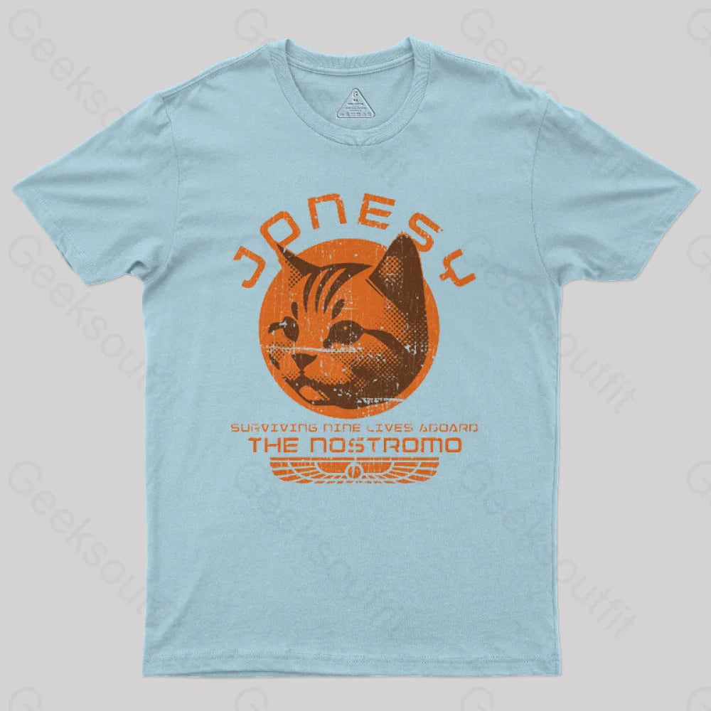 Jonesy Surviving Nine Lives Aboard The Nostromo Geek T-Shirt Light Blue / S