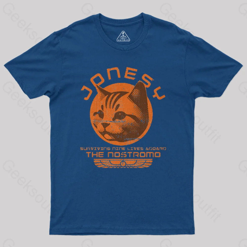 Jonesy Surviving Nine Lives Aboard The Nostromo Geek T-Shirt Navy / S