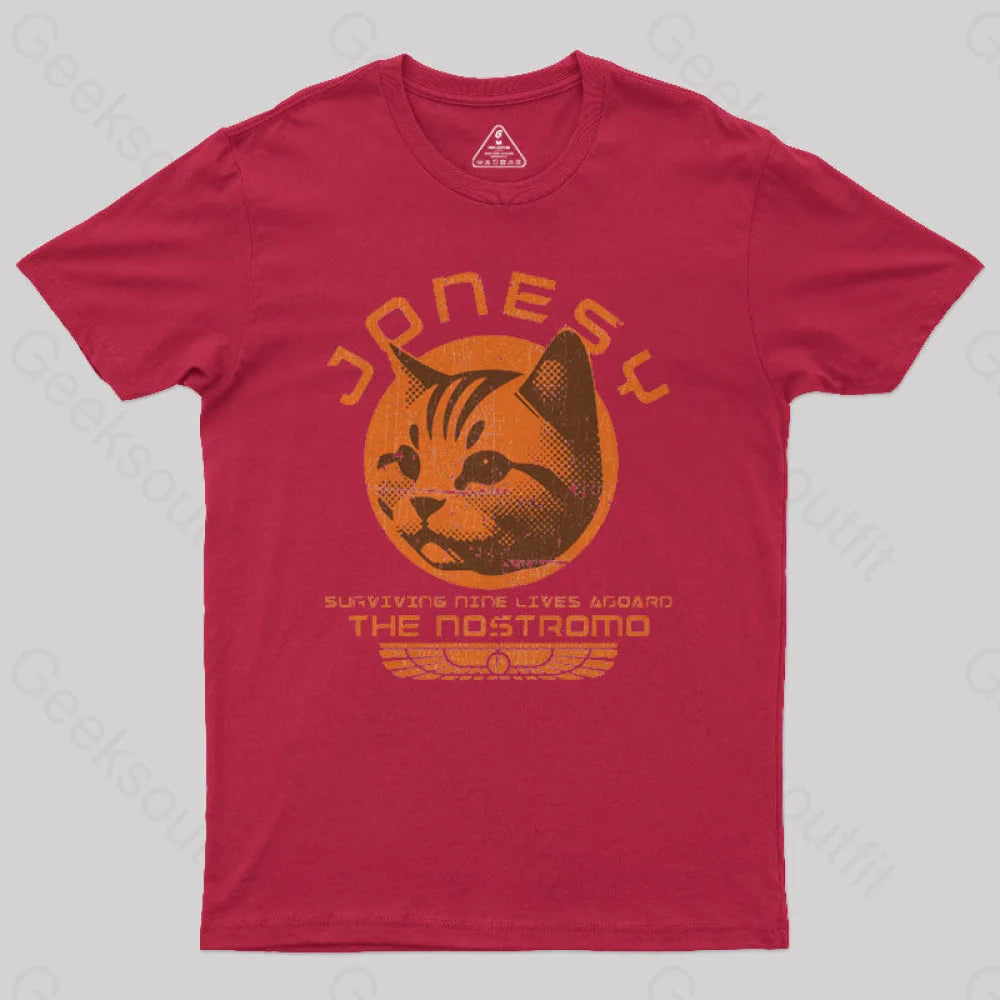 Jonesy Surviving Nine Lives Aboard The Nostromo Geek T-Shirt Red / S