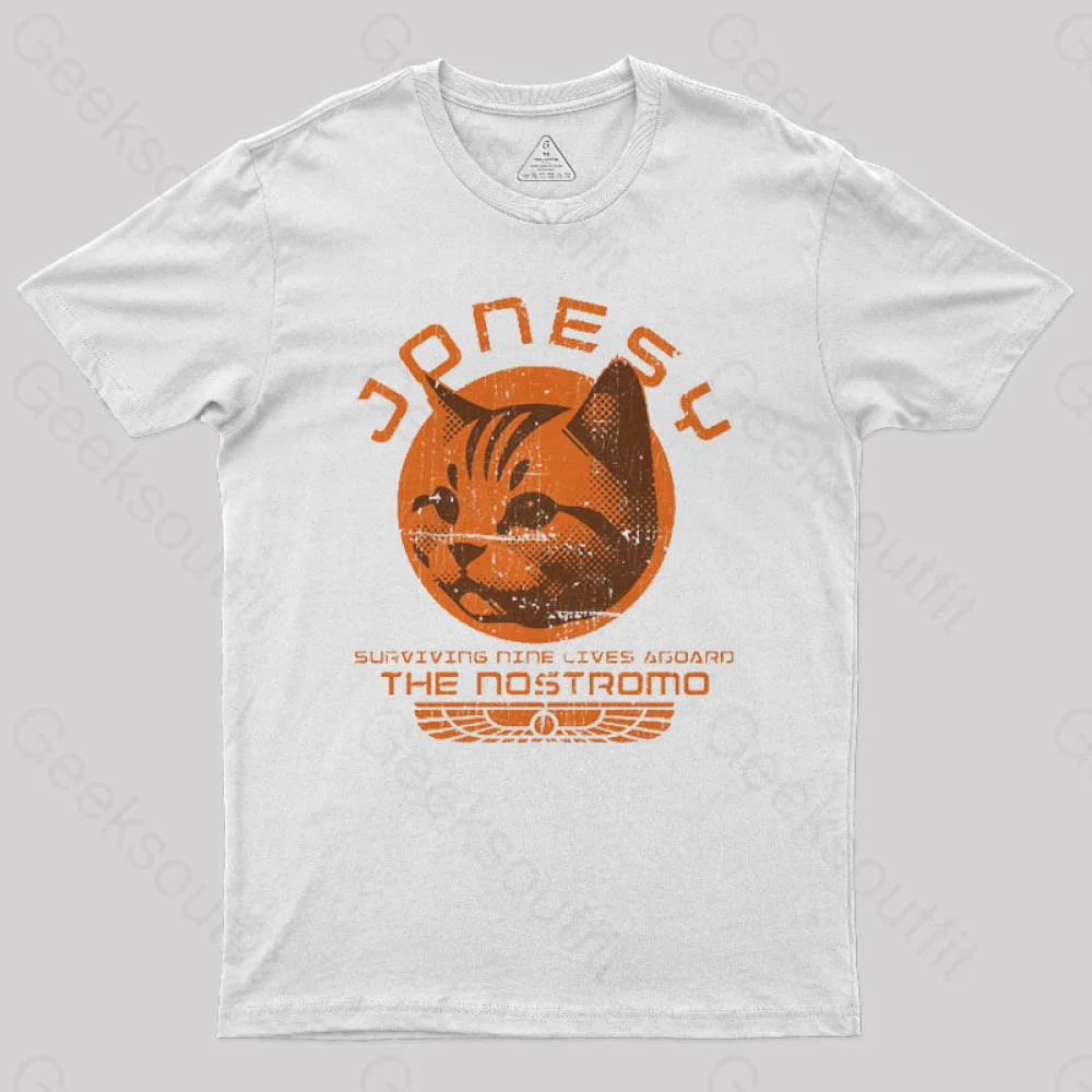 Jonesy Surviving Nine Lives Aboard The Nostromo Geek T-Shirt White / S