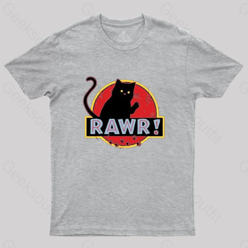 Jurassic Cat Rawr T-Shirt Grey / S