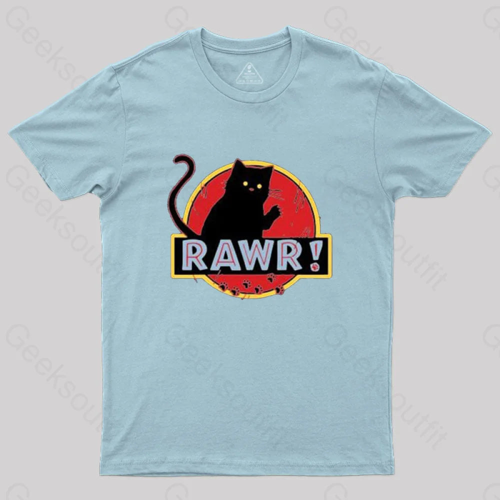 Jurassic Cat Rawr T-Shirt Light Blue / S