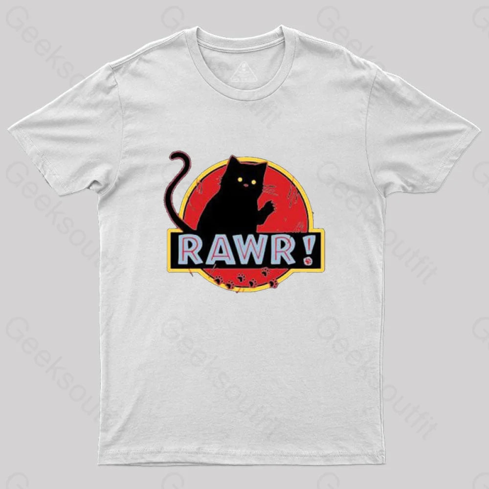 Jurassic Cat Rawr T-Shirt White / S