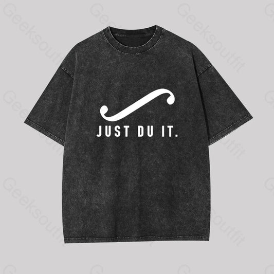 Just Du It Geek Washed T-Shirt Black / S