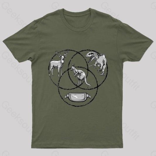 Kangaroo Venn Diagram T-Shirt Army Green / S