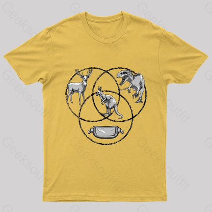 Kangaroo Venn Diagram T-Shirt Yellow / S