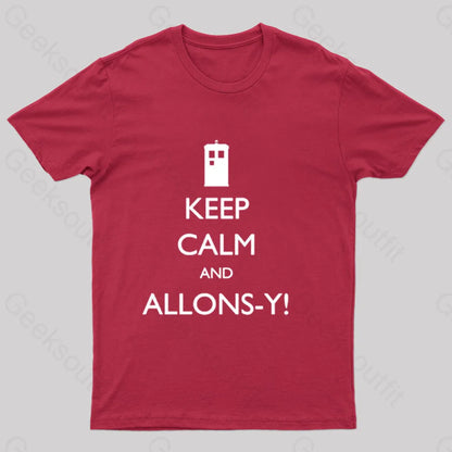 Keep Calm And Allons-Y Geek T-Shirt Red / S