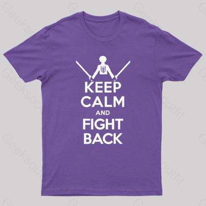 Keep Calm And Fight Back Nerd T-Shirt Purple / S