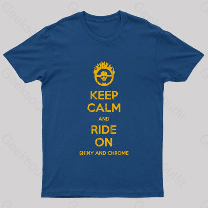 Keep Calm And Ride On Geek T-Shirt Navy / S