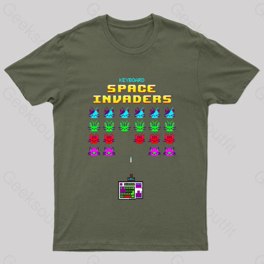 Keyboard Space Invaders T-Shirt Army Green / S