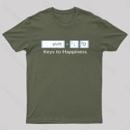 Keys To Happiness Geek T-Shirt Army Green / S