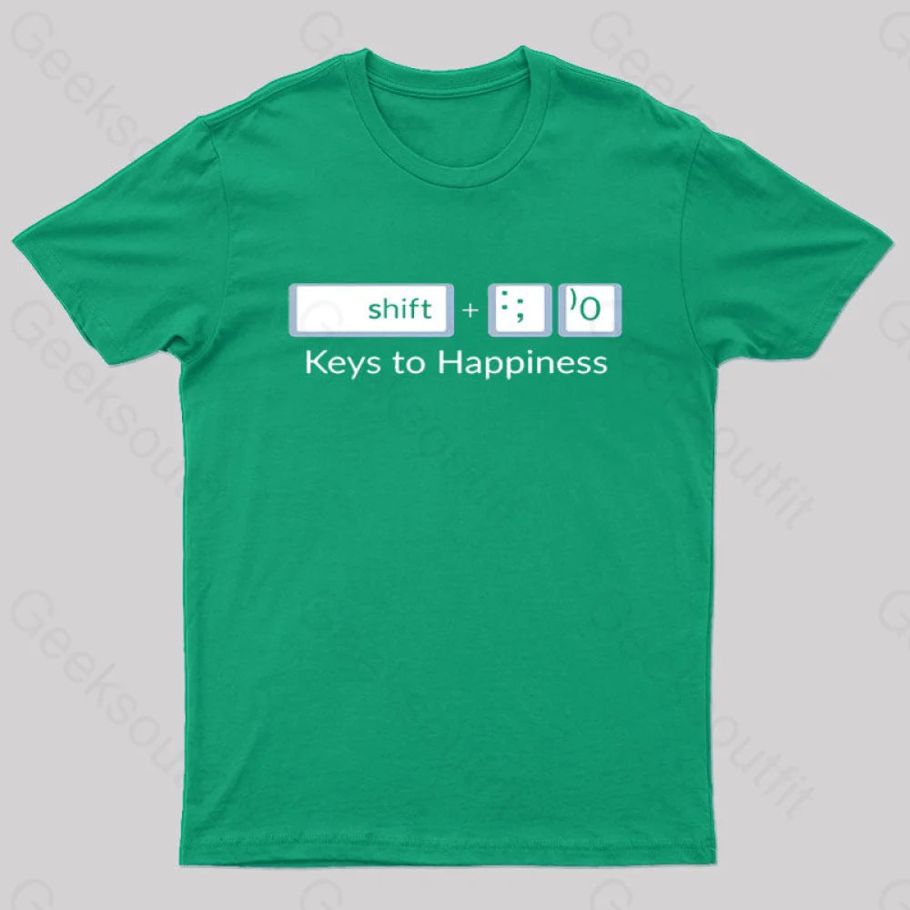 Keys To Happiness Geek T-Shirt Green / S