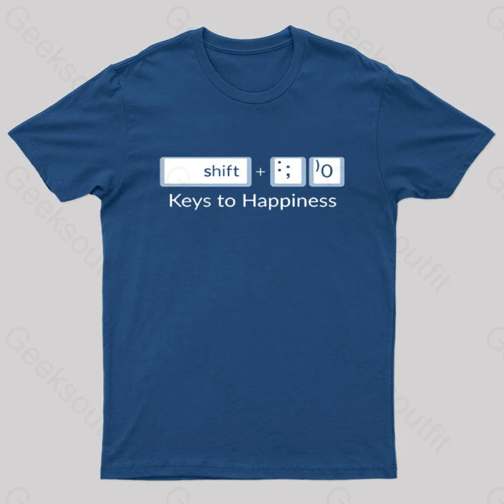 Keys To Happiness Geek T-Shirt Navy / S