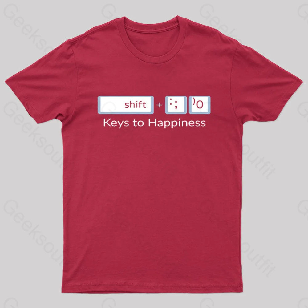 Keys To Happiness Geek T-Shirt Red / S