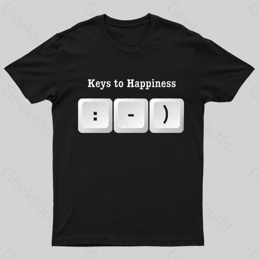 Keys To Happyiness Nerd T-Shirt Black / S