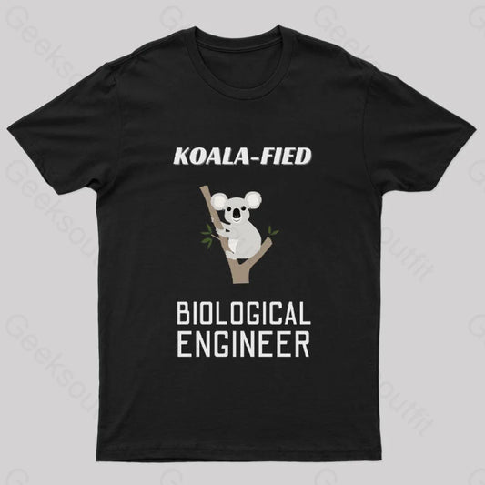 Koala Fied Biological Engineer Nerd T-Shirt Black / S