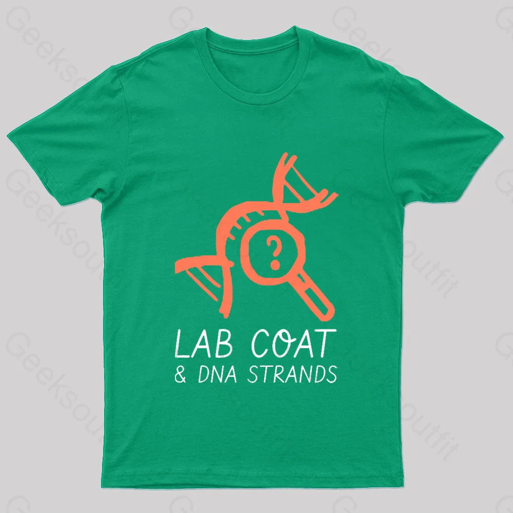 Lab Coat And Dna Strands Geek T-Shirt Green / S