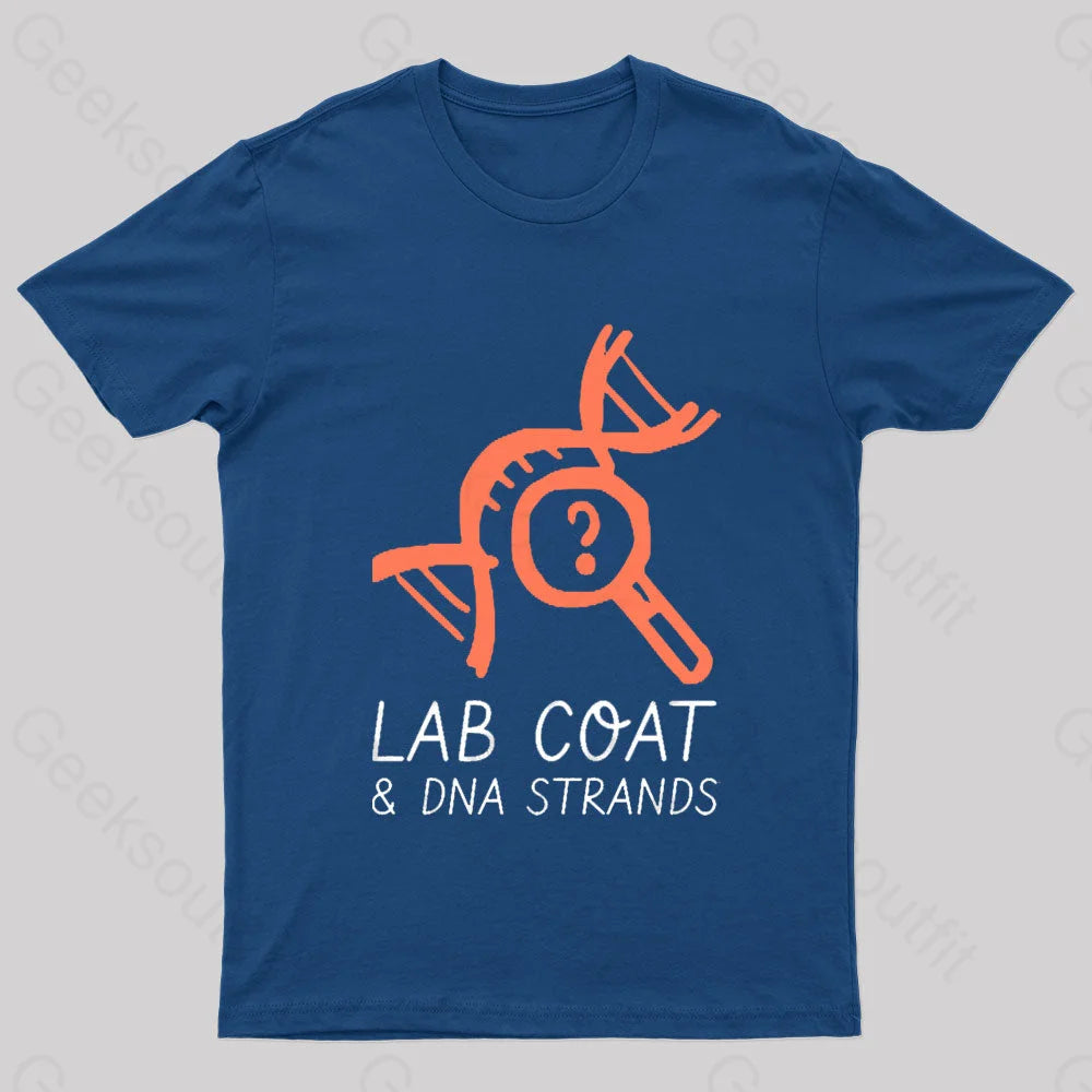 Lab Coat And Dna Strands Geek T-Shirt Navy / S