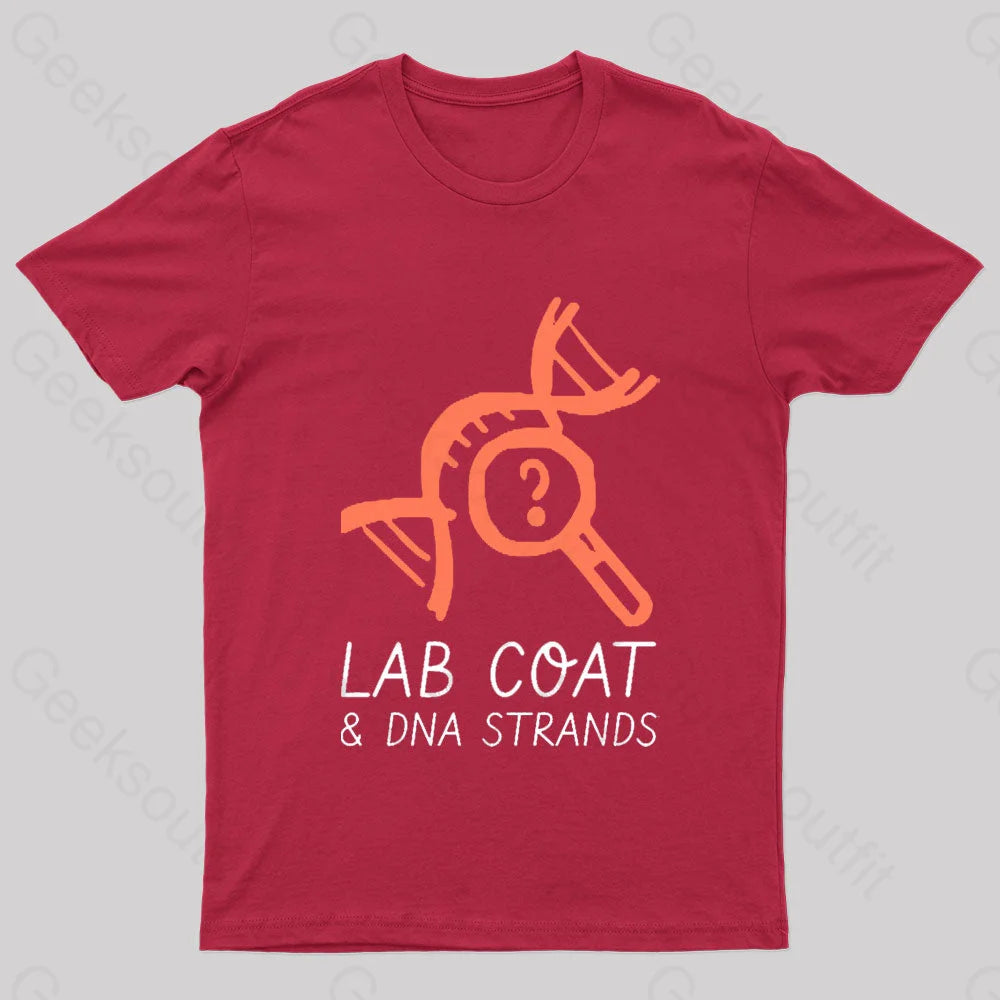 Lab Coat And Dna Strands Geek T-Shirt Red / S