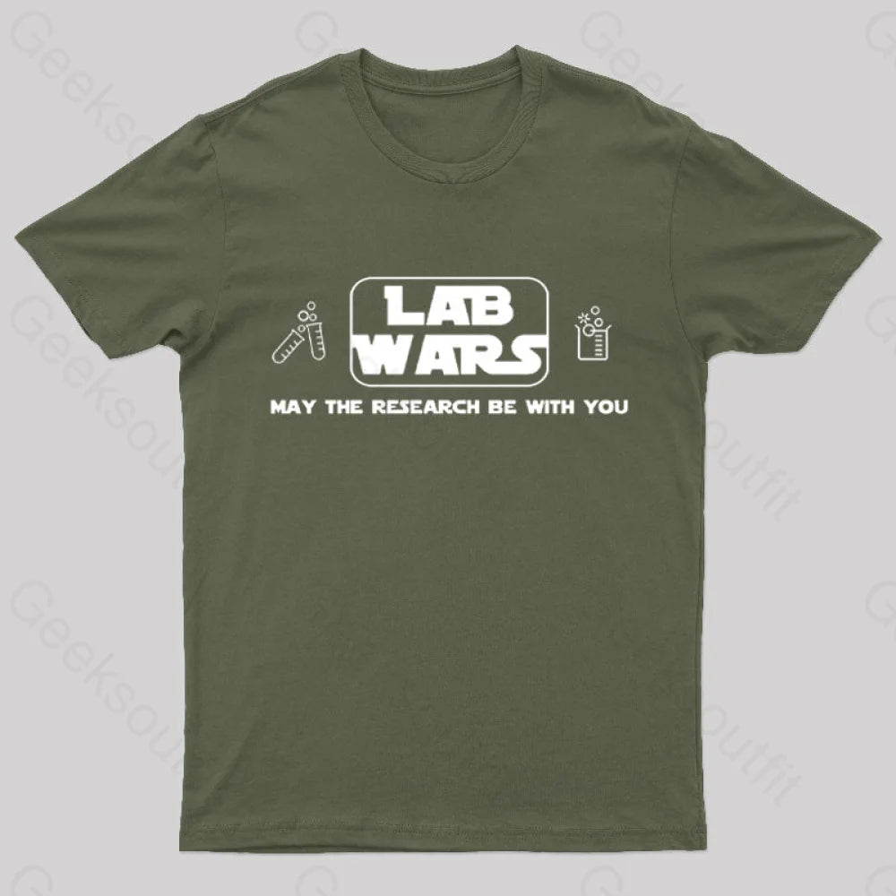 Lab Wars May The Research Be With You Nerd T-Shirt Army Green / S