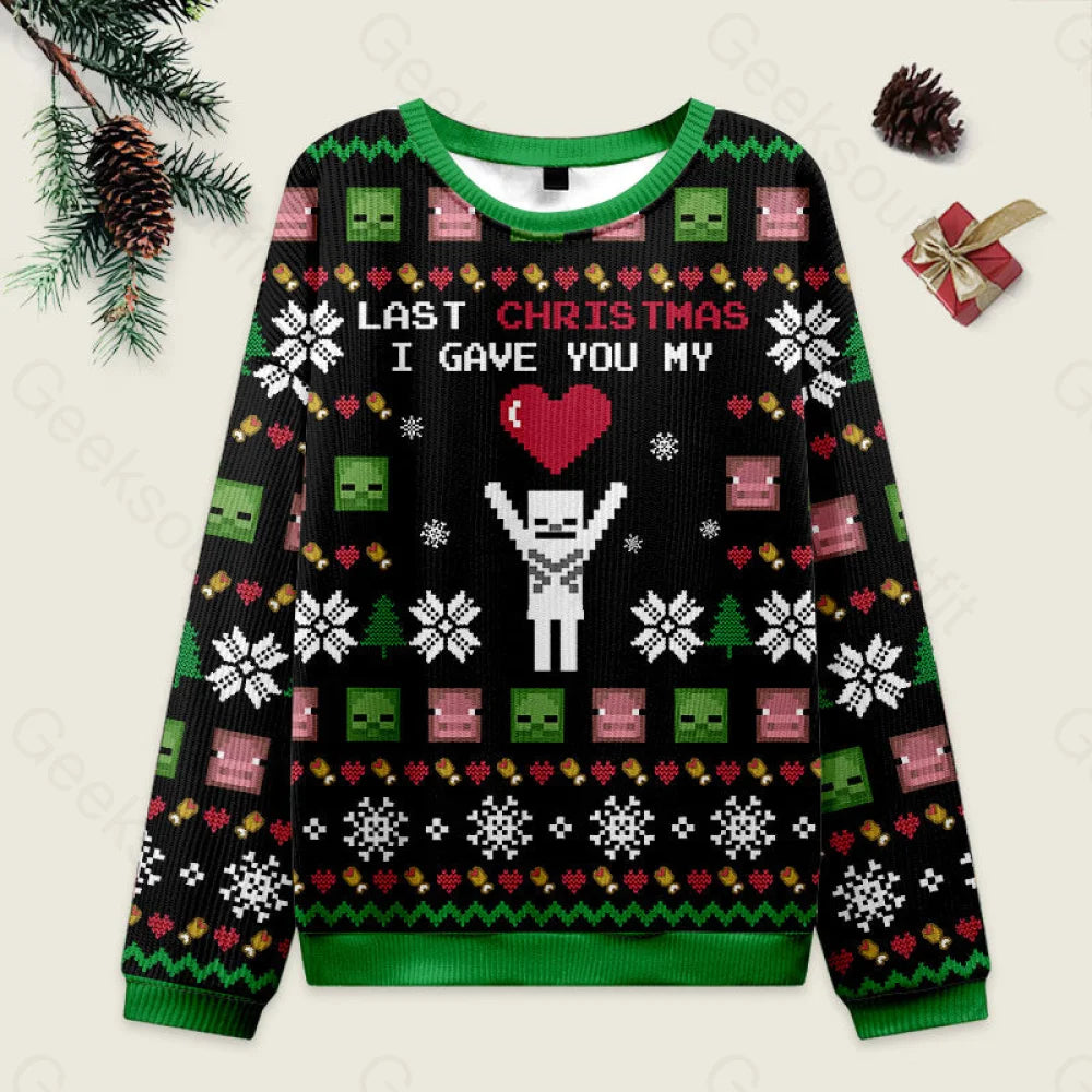 Last Christmas I Give You My World Black Ugly Sweater Men’s Style-S