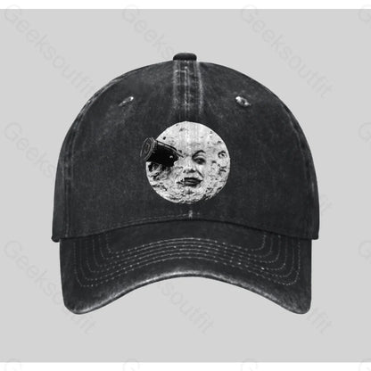 Le Voyage Dans La Lune Washed Vintage Baseball Cap Black