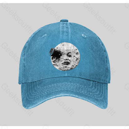 Le Voyage Dans La Lune Washed Vintage Baseball Cap Blue