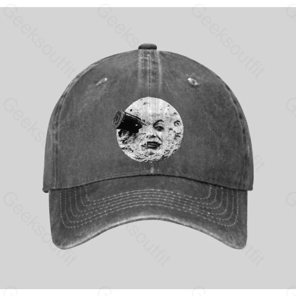 Le Voyage Dans La Lune Washed Vintage Baseball Cap Grey