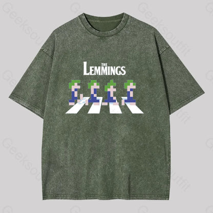 Lemmings Road Washed T-Shirt Army Green / S