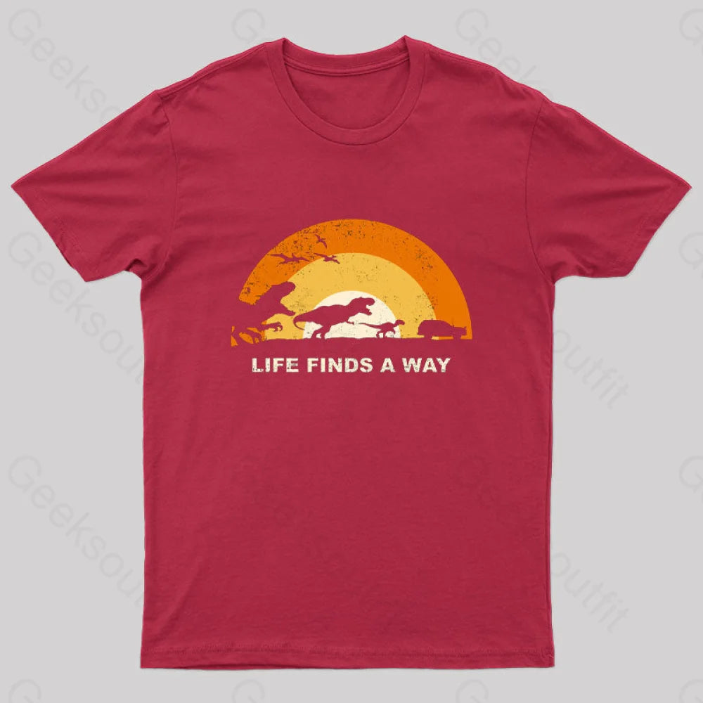 Life Finds A Way Nerd T-Shirt Red / S