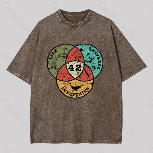 Life The Universe & Everything Washed T-Shirt Coffee / S