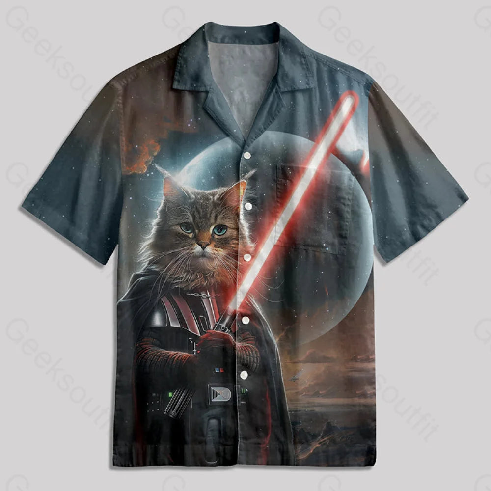 Lightsaber Cat Button Up Pocket Shirt Hawaiian / S Bus589 Yc