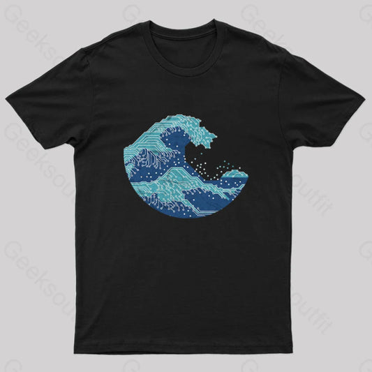 Line Point Waves Geek T-Shirt Black / S