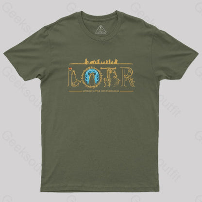 Little By One Travels Far New Geek T-Shirt Army Green / S