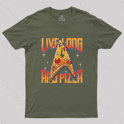 Live Long And Pizza T-Shirt Army Green / S