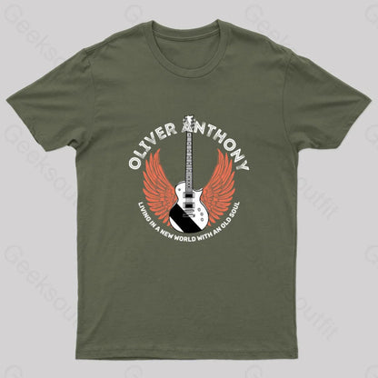 Living In A New World With An Old Soul Geek T-Shirt Army Green / S