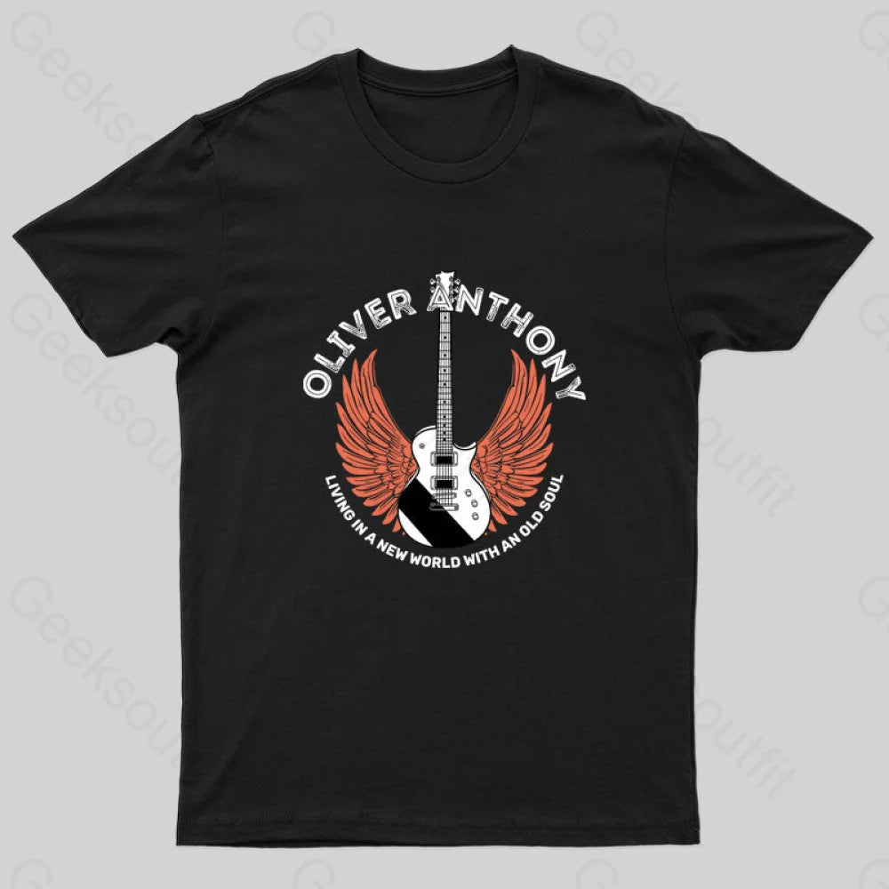 Living In A New World With An Old Soul Geek T-Shirt Black / S