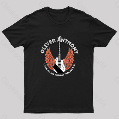 Living In A New World With An Old Soul Geek T-Shirt Black / S