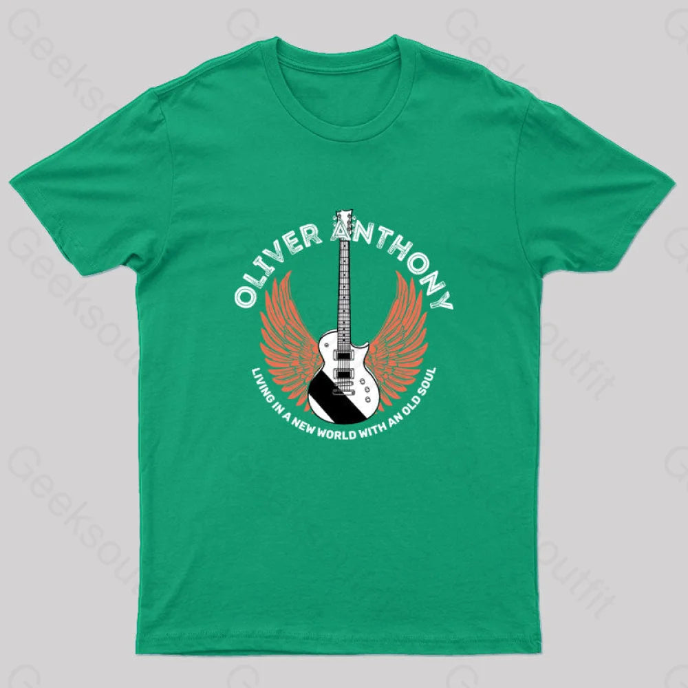 Living In A New World With An Old Soul Geek T-Shirt Green / S