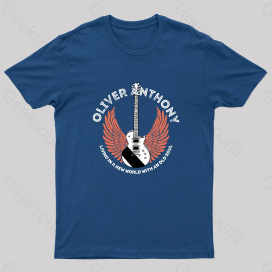 Living In A New World With An Old Soul Geek T-Shirt Navy / S