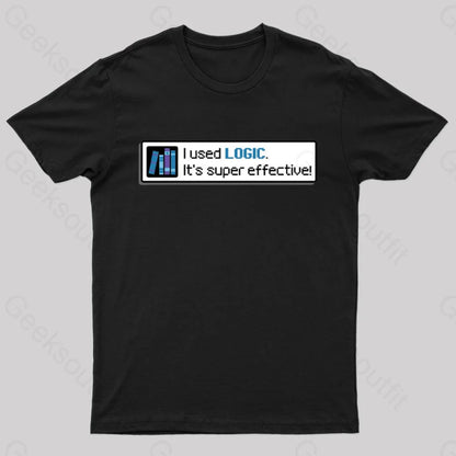 Logic Is Super Effective Nerd T-Shirt Black / S