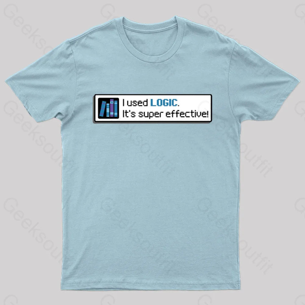 Logic Is Super Effective Nerd T-Shirt Light Blue / S