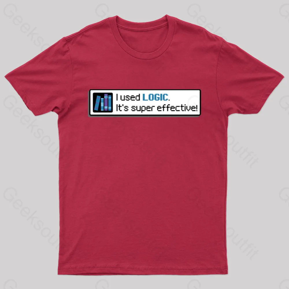 Logic Is Super Effective Nerd T-Shirt Red / S