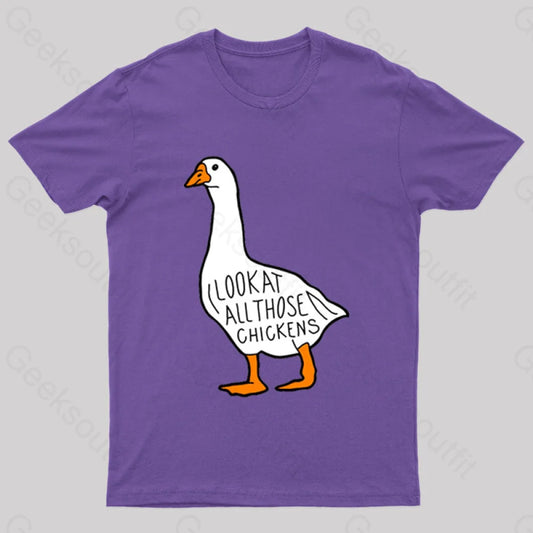 Look At All Those Chickens Nerd T-Shirt Purple / S